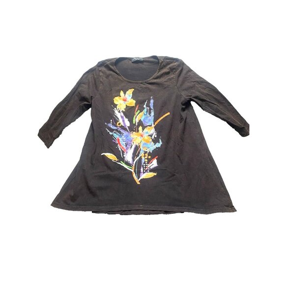 Katharina Marie Shirt Womens Large Long Sleeve Tunic Blouse Paint‎ Art Flower - Picture 1 of 8